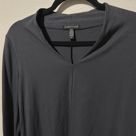 Eileen Fisher Black Blouse Small Professional Tencel Long Sleeve V Neck EUC - Picture 7 of 14